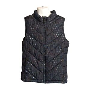 GAP Kids Black Quilted Vest with Colorful Dots